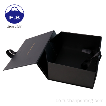 Customisierte goldene Folienbandschwarzkarton faltbare Box